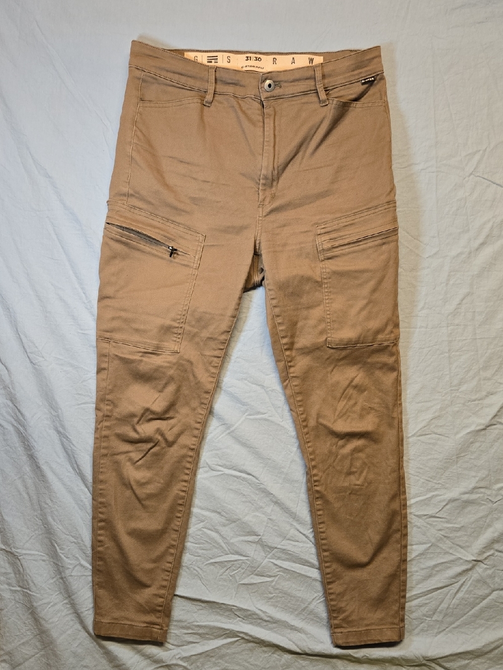 G-Star Raw Multi Pocket Beige Tan Skinny Tapered Fit Cargo Pants Unisex